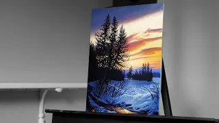 Painting a Winter Road at Sunset with Acrylics - Paint with Ryan