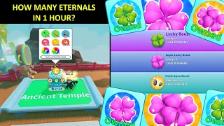 How many ETERNALS can we get in 1 HOUR? World 14 - Ancient Temple (Weapon Fighting Simulator)