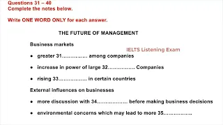 The future of management | IELTS LISTENING TEST | SECTION-4