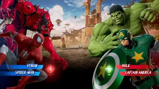venom & Spiderman V's Hulk & caption america [Very Hard]AI Marvel vs capcom infinite