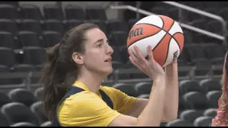 Caitlin Clark's pregame shootaround, ahead of her home opener in Indianapolis