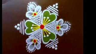 Very very easy method Beginners Rangoli designs 🌺 4 small muggulu 3*2 dots 🌺 door step daily kolam