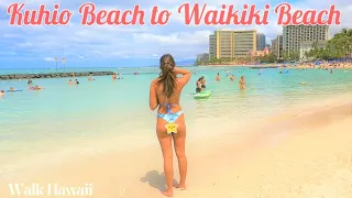 [4K] HAWAII - Waikiki Walking Tour - Kuhio Beach to Waikiki Beach - Honolulu Oahu USA