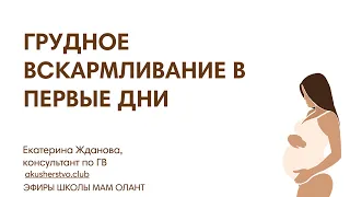 ГРУДНОЕ ВСКАРМЛИВАНИЕ В ПЕРВЫЕ ДНИ