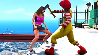 Ronald McDonald in GTA 5 Crazy Jumps-Falls-Ragdolls [Euphoria physics | Funny Moments]