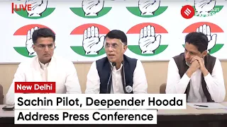 Congress Leaders Sachin Pilot, Deepender Hooda Address Press Conference At AICC HQ, New Delhi