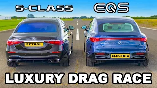 Mercedes S-Class vs EQS: DRAG RACE *Petrol vs Electric*