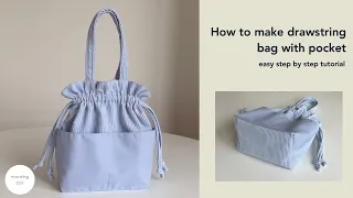 DIY drawstring bag with pocket | How to make drawstring bag