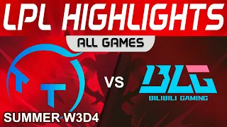 TT vs BLG Highlights ALL GAMES LPL Summer Season 2023 W3D4 ThunderTalk Gaming vs Bilibili Gaming