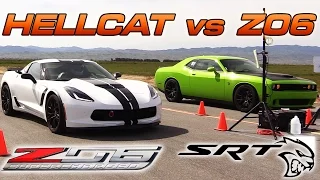 Corvette Z06 vs Hellcat - 1/2 Mile Drag Race!