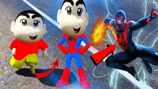 SHINCHAN BECAME SPIDER MAN TO SAVE FRANKLIN FROM SIREN HEAD in GTA 5 ....( GTA 5 MODS )