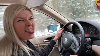 BMW E46 daily car snow fun! Crazy girl having some fun :D (drift)