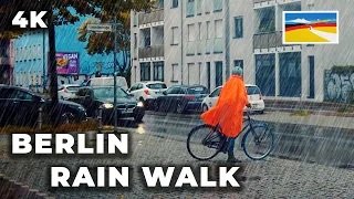 Heavy Rain Walk in stormy Berlin, Germany ☔️ Rain and City Sounds