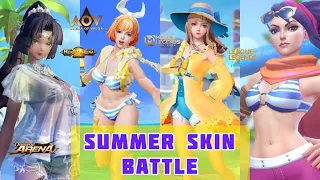 ALL NEW SUMMER SKIN PARTY 2021 SKIN COMPARISON MLBB VS AOV VS LOL WR VS HEROES ARENA VS OA