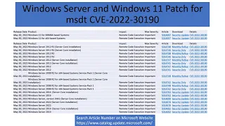 Patch released for msdt vulnerability CVE-2022-30190 permanent fixed and patch for Follina