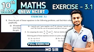 Class 10 Maths Chapter 3 | Pair of Linear Equations in Two Variables | Exercise 3.1 | Md Sir