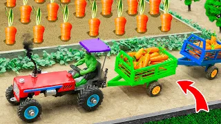 Diy tractor making tractor with trailer transport carrots | diy tractor machine | @SunFarming