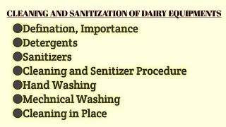 CLEANING AND SANITIZATION OF DAIRY EQUIPMENTS, HANDLING AND MAINTENANCE OF DAIRY PLANT EQUIPMENTS