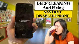 Deep cleaning the nastiest DISABLED #iphone and case I’ve ever seen 🤢🤮 #asmr #gross #nasty #hair