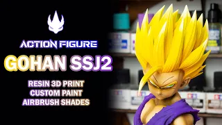 Painting Gohan SSJ2 Action Figure - Resin 3D Print - Airbrush Shades