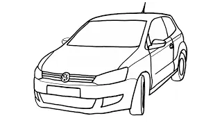 How To Draw a Car Volkswagen Polo Step by Step - Araba Çizimi Volkswagen Polo - Easy Car Drawing