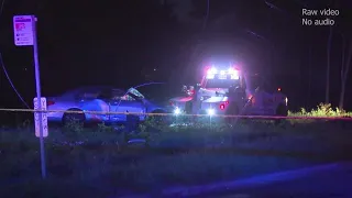 RAW: Teen killed after car goes airborne at railroad crossing, hits power pole in NE Houston