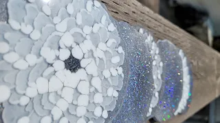 Silver resin Bloom flower coasters using my new mold from @PouringYourHeartOutVideo. Video# 236