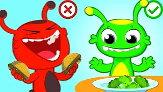 New! Healthy Food for children | Educational compilation by Groovy The Martian and Phoebe