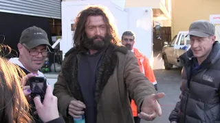 Hugh Jackman meets fans dressed in Wolverine character on break from filming in Picton, NSW 04/08/12