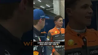 Lando Norris reacting to Max Verstappen getting pole from the garage #maxverstappen #f1 #belgiangp