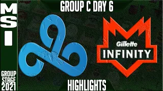 C9 vs INF Highlights | MSI 2021 Day 6 Group C | Cloud9 vs Gillette Infinity