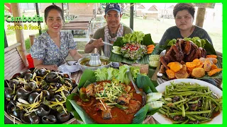 Enjoy Food At Lvea Aem Along the Mekong River! Incredible 6 Dish! Creamer Fish, Snail, Small Shrimp