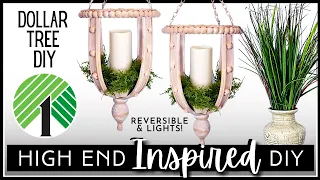 *NEW* DOLLAR TREE DIY | HIGH END Inspired Decor | Hanging Sconce & Lighted Lantern | 2 Looks in 1!!