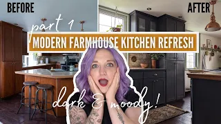 *Dark & Moody* Modern Farmhouse Kitchen Makeover | PART 1 | DIY Danie