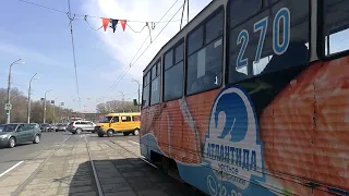Отправка трамвая с площади Победы (Орск) 07.05.18