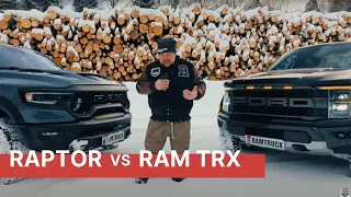 2023 RAM TRX vs Ford Raptor! Тест-драйв зимой на полигоне. Выясним кто круче!