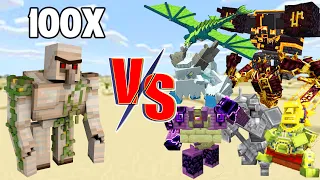 100 Golem VS Mowzie's Mobs and Ender 's Cataclysm In Minecraft