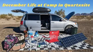 Life at Camp in Quartzsite December 2022 | Minivan Camper Boondocking on BLM Land | Van Life