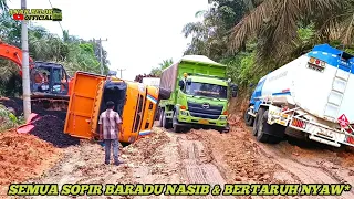 Insident Mengharukan | Semua Sopir Truk Nekat Bertaruh Nyawa Di Kubangan Tanah Lunak