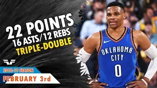 Russell Westbrook Triple-Double - 2019.02.03 - Thunder vs Celtics - 22 Pts, 16 Asts, 12 Rebs