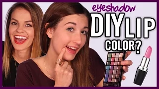 DIY Lipstick Using Eyeshadow - Makeup Mythbusters w/ MayBaby & Carrie Rad