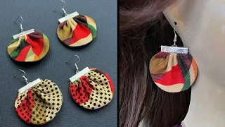 Easy 🌹 DIY Beautiful African Style Fabric  Disc Earrings | Charm Earrings | Brincos | कान की बाली