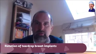 Rotation of teardrop breast implants