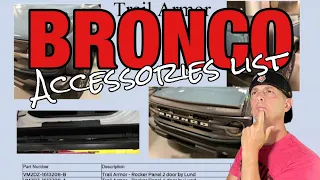 2021 Ford Bronco accessories list break down