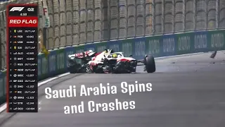 F1 Saudi Arabia 2022 All Spins and Crashes