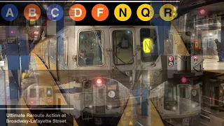 (A), (B), (C), (D), (F), (N), (Q), (R), and NIS Rerouted Train Action at Broadway-Lafayette Street