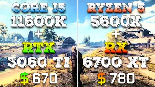 Core i5 11600K + RTX 3060 Ti vs Ryzen 5 5600X + RX 6700 XT | PC Gameplay Tested