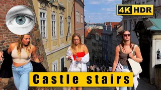 4k Czech Republic Prague Walk: Prague Castle stairs 🇨🇿 HDR ASMR