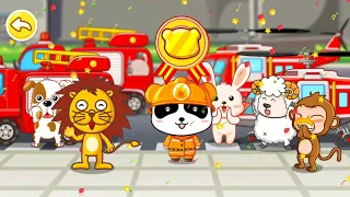 ПОЖАРНИК ПАНДА КИКИ Пожарная машина #мультики Играем Малыш Панда Кики panda Kiki dr Panda