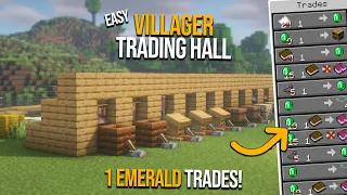 EASIEST Villager Trading Hall | ALL TRADES 1 EMERALD!